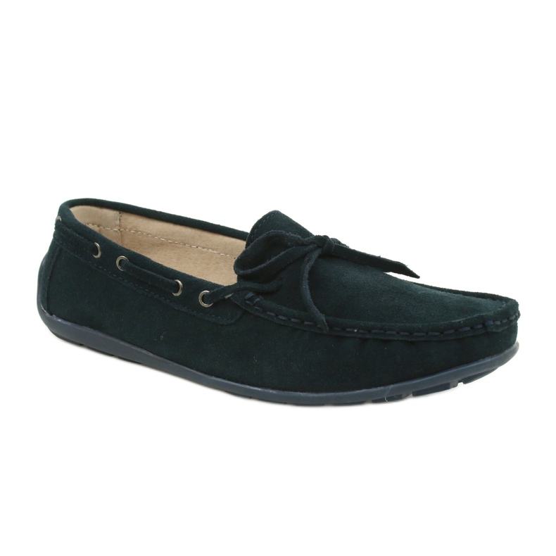 Mocassins femme en cuir American Club JK05 bleu