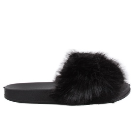 Noir CK107P Chaussons noirs avec fourrure le noir