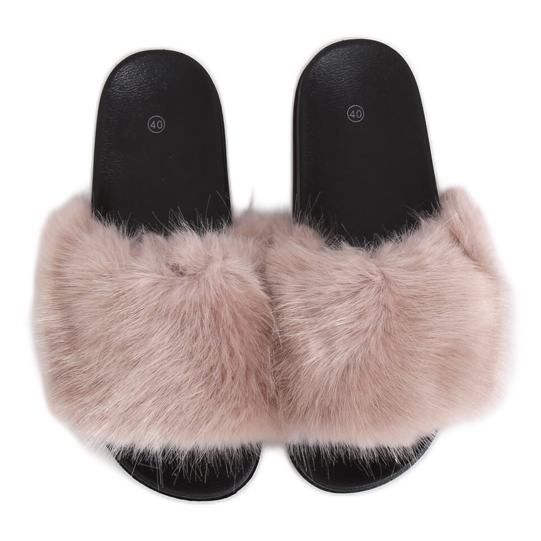 Chaussons beiges avec fourrure CK107P Beige