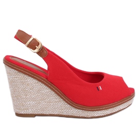 Sandales compensées rouges R132P Rouge