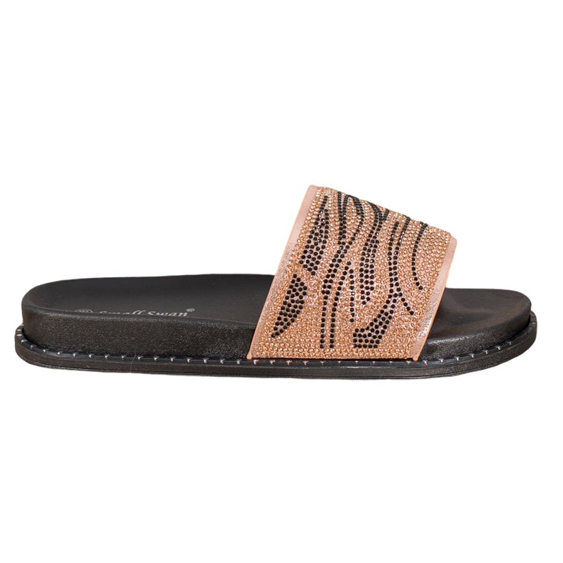 SHELOVET Pantoufles à la mode avec zircone cubique brun jaune