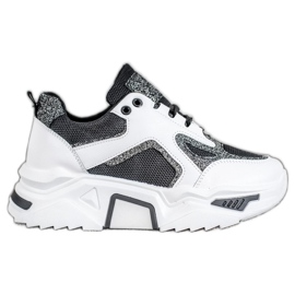 Seastar Baskets à la mode avec des paillettes blanc noir