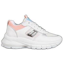 SHELOVET Baskets en cuir écologique à la mode blanc multicolore