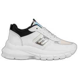 SHELOVET Baskets en cuir écologique à la mode blanc noir multicolore