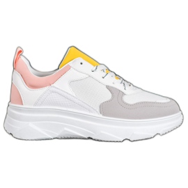 SHELOVET Baskets décontractées en cuir écologique blanc multicolore