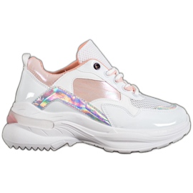 SHELOVET Baskets élégantes en cuir écologique blanc multicolore