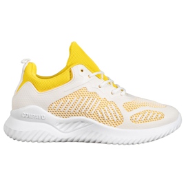 SHELOVET Baskets classiques avec maille blanc jaune