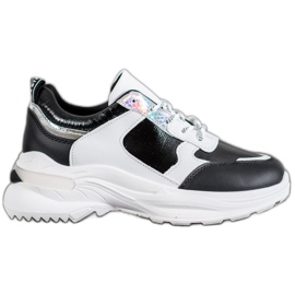 SHELOVET Baskets confortables sur la plate-forme blanc noir