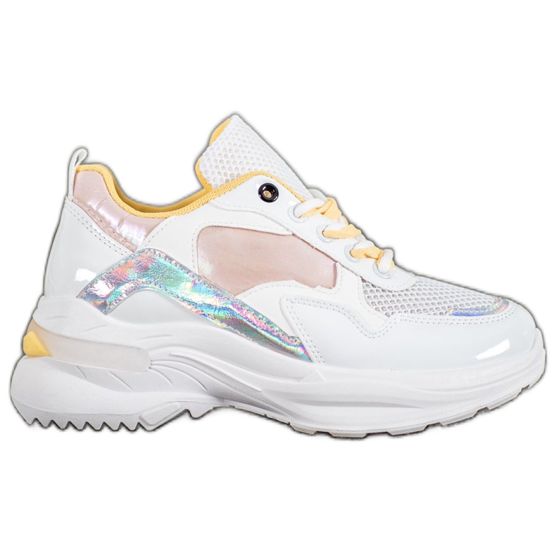 SHELOVET Baskets élégantes en cuir écologique blanche multicolore SHELOVET Baskets élégantes en cuir écologique blanche multicolore