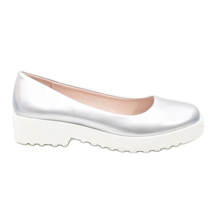 Chaussures compensées argentées à enfiler BJ6223-2 gris