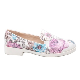 Chaussures de jazz blanches classiques avec des fleurs ZQ630-3 multicolore