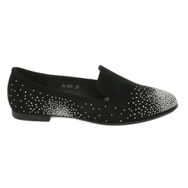 Sergio Leone Ballerines féminines avec zircons noirs 601 le noir