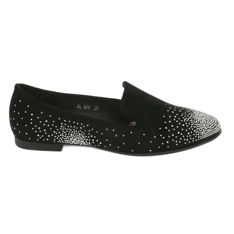 Sergio Leone Ballerines féminines avec zircons noirs 601 le noir