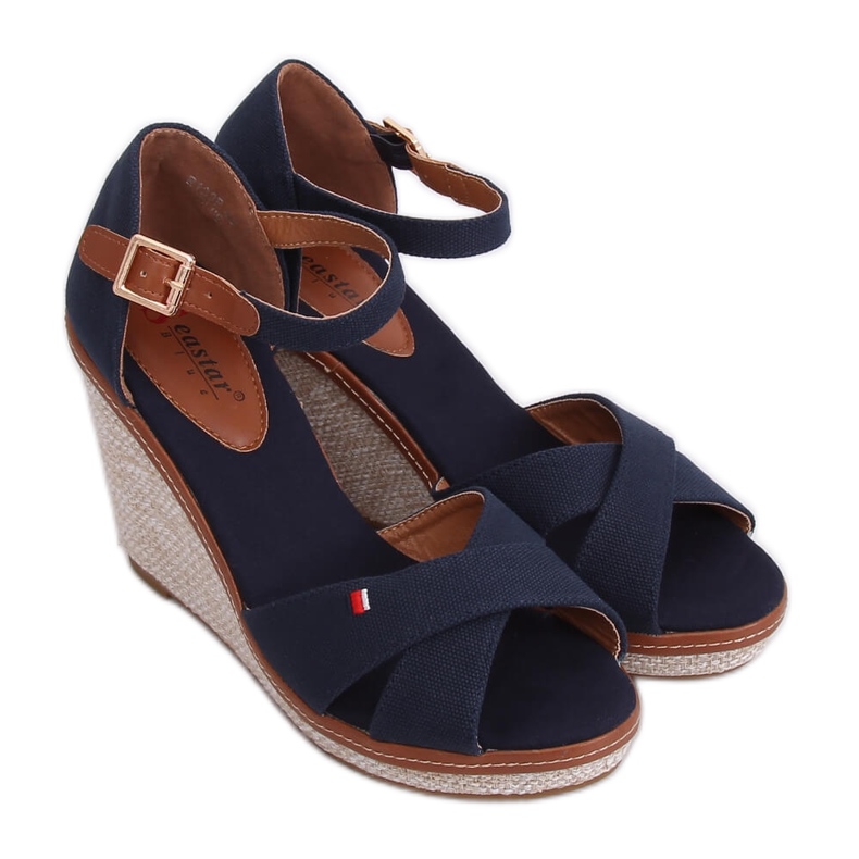 Sandales compensées R133P Bleu bleu marin