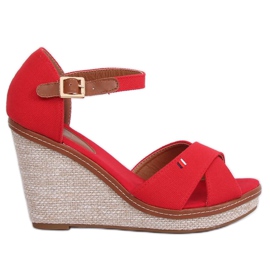 Sandales compensées rouges R133P Rouge