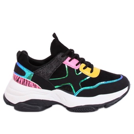 Noir HL-12 Chaussures de sport noires multicolore