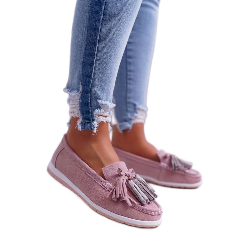 EVE Mocassins femme en daim rose 9PB32-1078