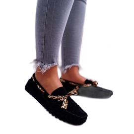 LU BOO Mocassins femme noirs en daim 301-10