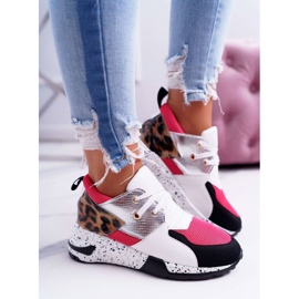 LU BOO Chaussures blanches pour femmes à imprimé léopard 12553-10 multicolore