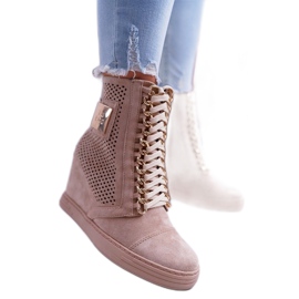 LU BOO Baskets ajourées femme beiges B-3EA