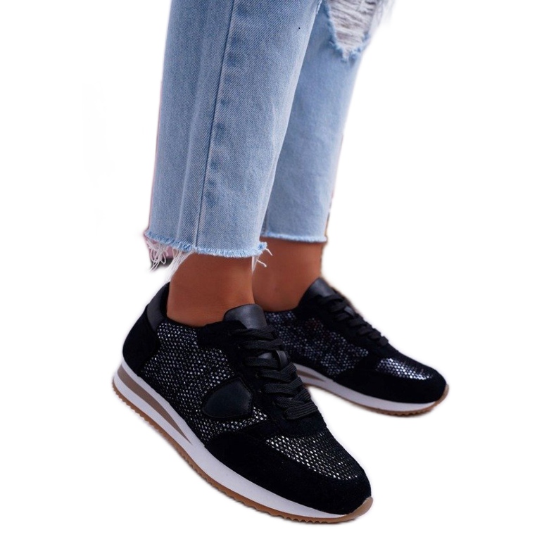 Moow Chaussures de sport pour femmes noires, baskets KP9502 le noir
