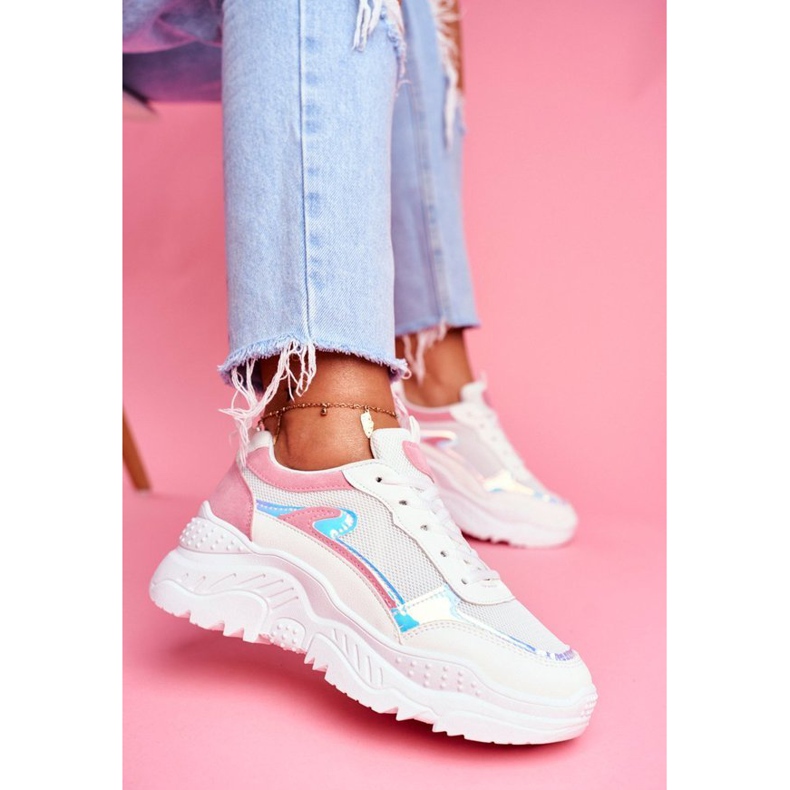 BUGO 878 chaussures de sport pour femmes roses et blanches multicolore