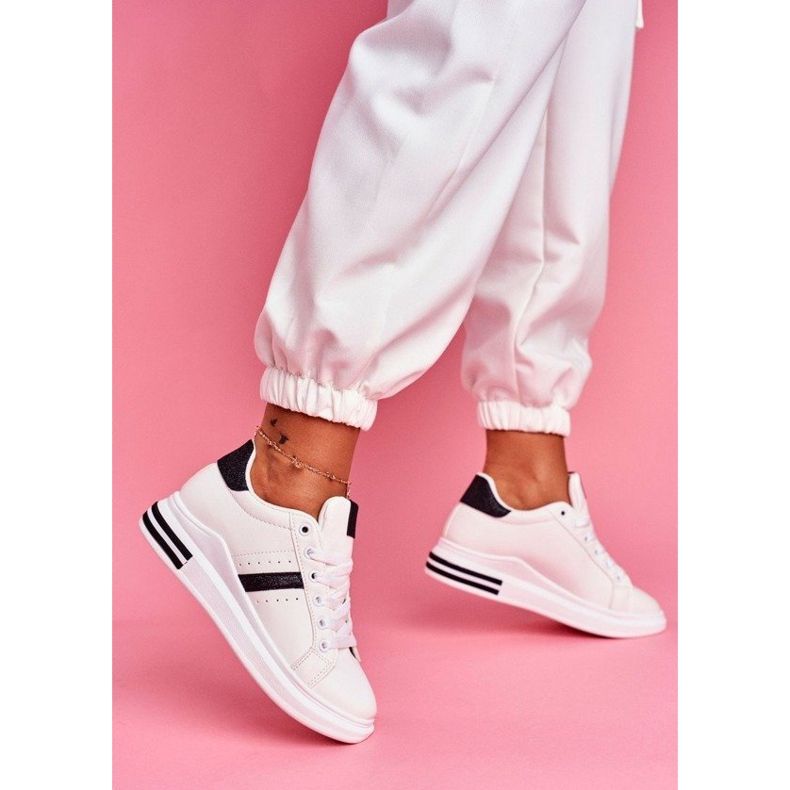 SEA Chaussures de sport femme paillettes blanches BL202 le noir