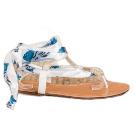 SHELOVET Sandales nouées à l'ananas blanc multicolore