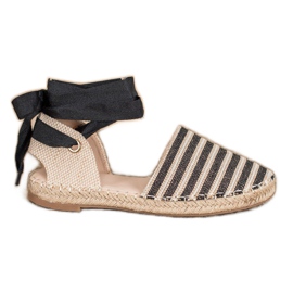 Small Swan Espadrilles Avec Ruban Décoratif brun le noir