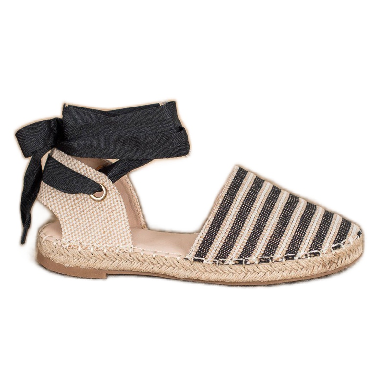 Small Swan Espadrilles Avec Ruban Décoratif brun le noir
