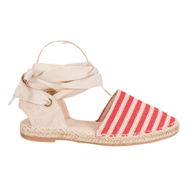 Small Swan Espadrilles Avec Ruban Décoratif brun rouge