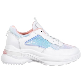 SHELOVET Baskets à la mode avec des paillettes blanche