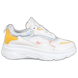 SHELOVET Baskets blanches à la mode jaune