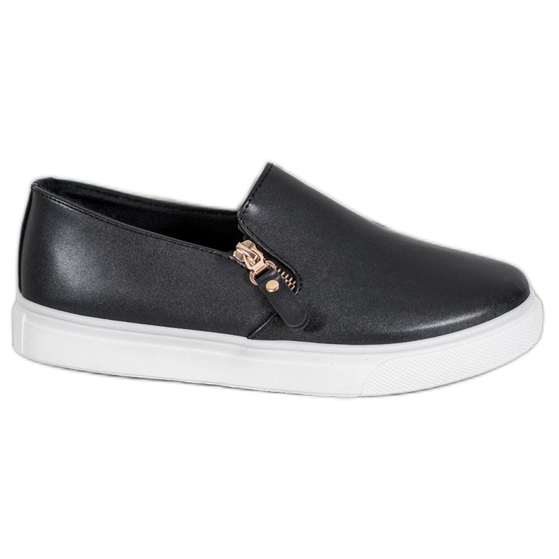 SHELOVET Slipons noirs avec une fermeture éclair le noir SHELOVET Slipons noirs avec une fermeture éclair le noir
