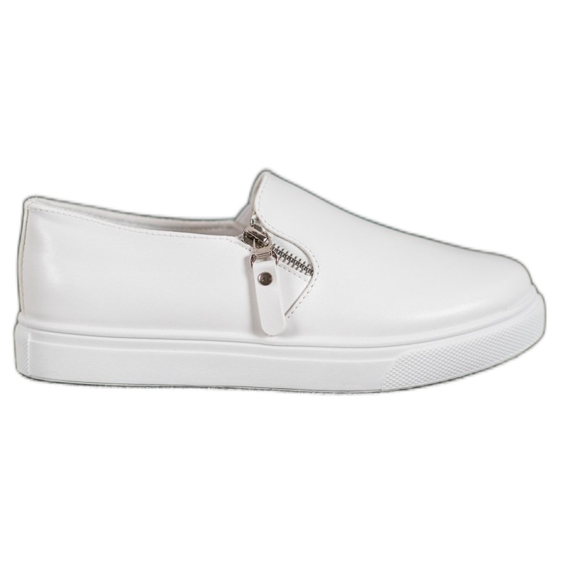 SHELOVET Slipons Blancs Avec Une Fermeture Éclair blanche