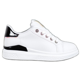 SHELOVET Chaussures de sport en cuir écologique blanche le noir