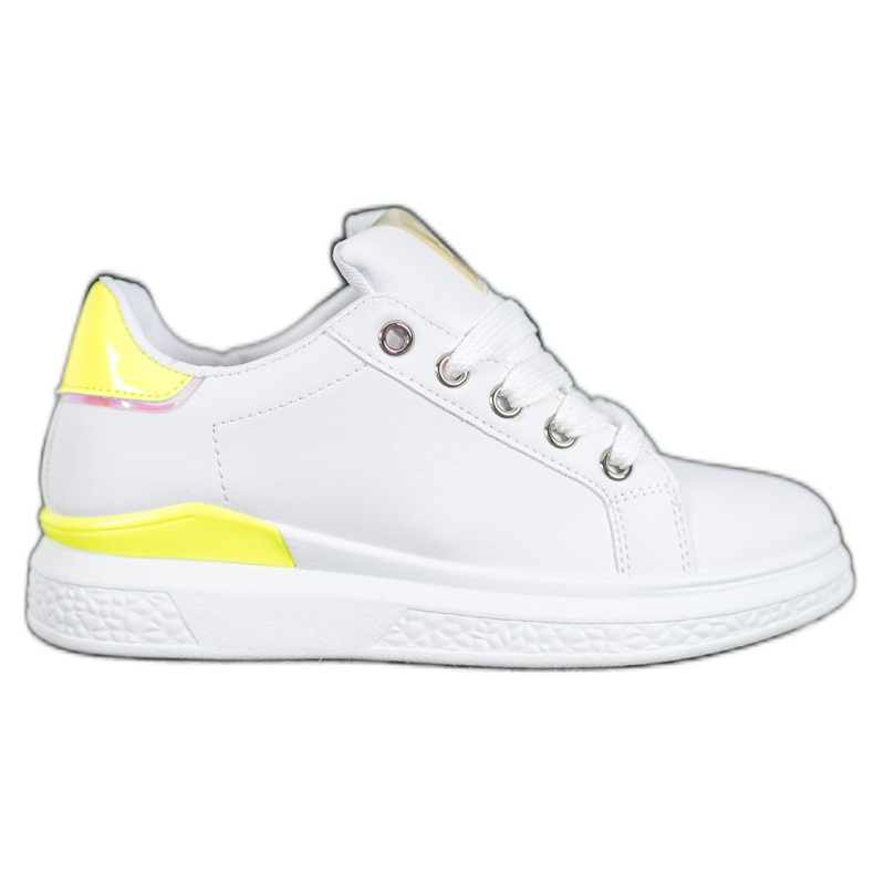 SHELOVET Chaussures de sport en cuir écologique blanche jaune SHELOVET Chaussures de sport en cuir écologique blanche jaune