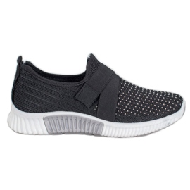 SHELOVET Slipons Noirs Avec Cristaux