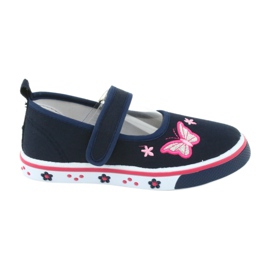 Ballerines papillon Atletico avec semelle intérieure en cuir bleu marine rose