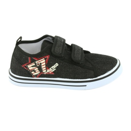 Baskets velcro jean Atletico noir