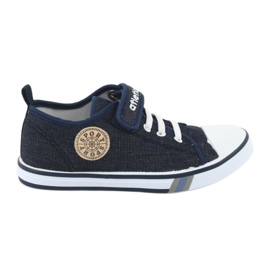 Baskets avec empiècement en cuir Atletico jean bleu marine BSM029