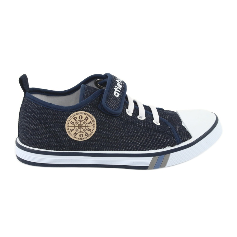Baskets avec empiècement en cuir Atletico jean bleu marine BSM029