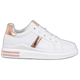 SHELOVET Chaussures de sport avec inserts dorés blanc