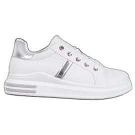 SHELOVET Chaussures de sport avec inserts argentés blanche