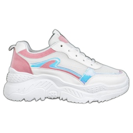 SHELOVET Baskets blanches à effet holo multicolore