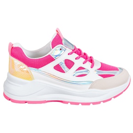 SHELOVET Baskets confortables avec maille blanche rose