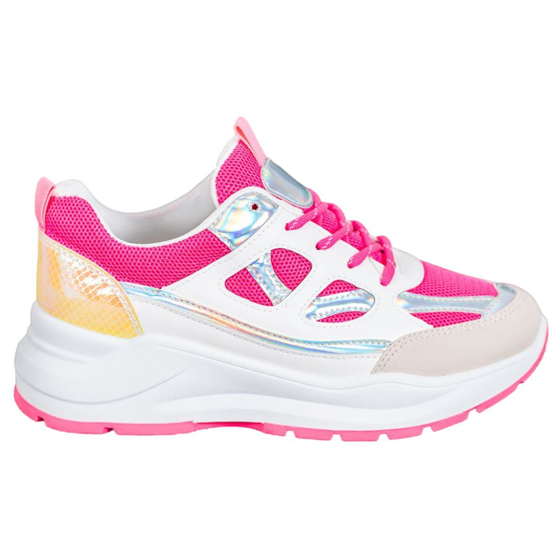 SHELOVET Baskets confortables avec maille blanche rose