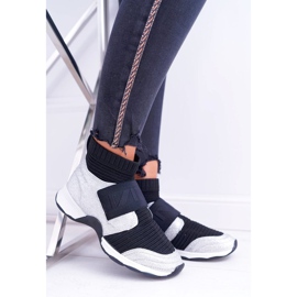 LU BOO Chaussette de sport femme à paillettes argentées HT9022 noir gris