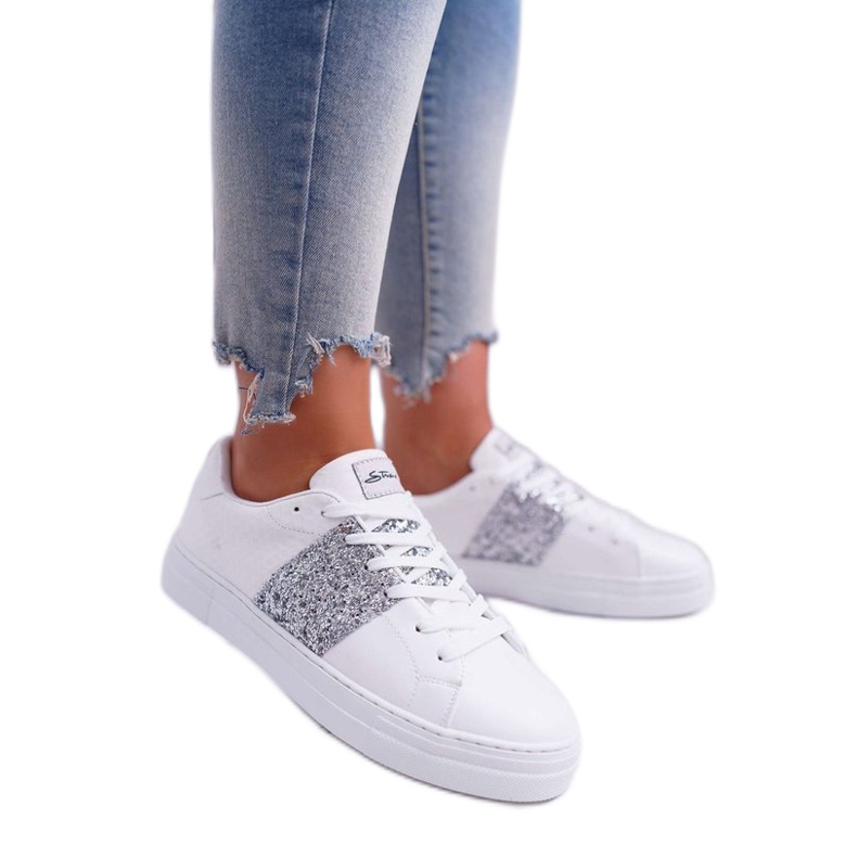FRANA Chaussures de sport blanches pour femmes avec paillettes FY221-1 gris
