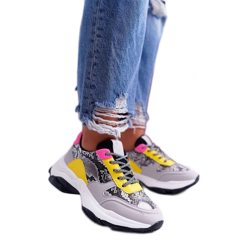 Chaussures de sport femme grises serpent BL169 multicolore